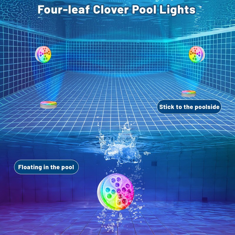 Wireless Pool Lights, Rechargeable Submersible LED Light with 10 Colors