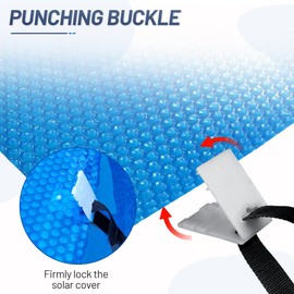 Solar Cover Reel Attachment Kit, Pool Cover Reel Straps and Clips for Inground Swimming Pool - Including 12 Cord Plates, 8 Adhesive Nylon Straps & Tabs, 8 Buckles