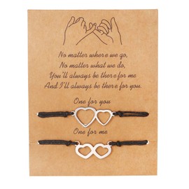 OATHYAN 2 PCs Friendship Bracelets BFF Matching Infinite Butterflies Hearts Bracelets Anklets Friendship Gifts for Couples Women Men Birthday Mothers Day (2 Hearts)