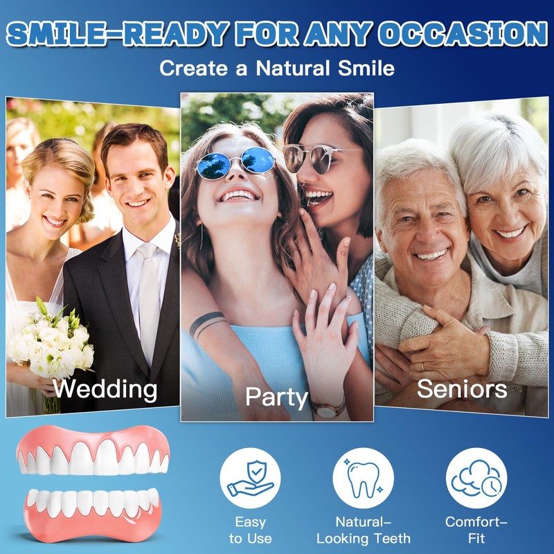 Moldable False Teeth Dentures Set for Women Men – Upper