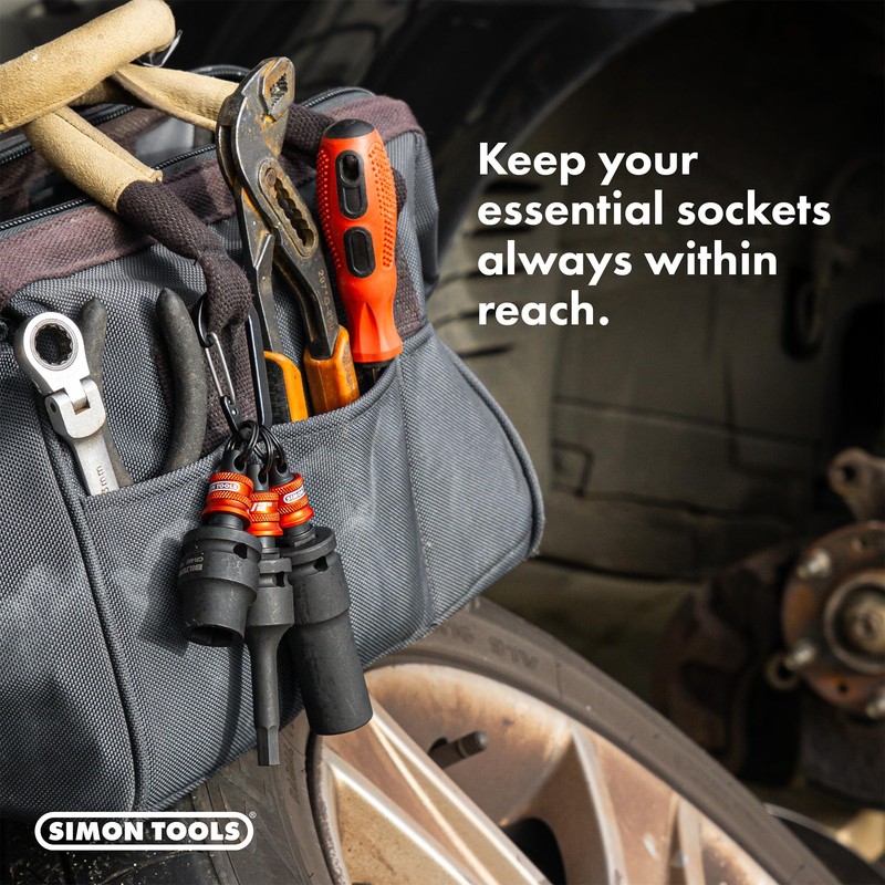 Simon tools Socket Holder Keychain 3pc - 1/2 Socket Organizer