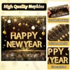 Qyeahkj 100pcs Happy New Year Black and Gold Party Tableware