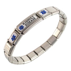 Gadow Jewelry Kidney Disease Medical ID Alert Bracelet for Men or Women Stainless Steel Awareness