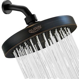 GURIN Shower Head High Pressure Rain, Luxury Bathroom Showerhead with Adjustable Angles, Anti-Clogging Silicone Nozzles - Oil Rubbed Bronze, 6 Inch Round