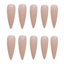 MERVF Long Press on Nails Stiletto Fake Nails Press ons Nude Almond Glue ons Solid Color Acrylic Glossy 24pcs False Nail
