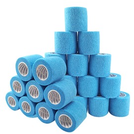 COMOmed Self Adherent Cohesive Bandage 2"x5 Yards First Aid Bandages Stretch Sport Athletic Wrap Vet Tape for Wrist Ankle Sprain and Swelling,Light Blue(24 rolls)