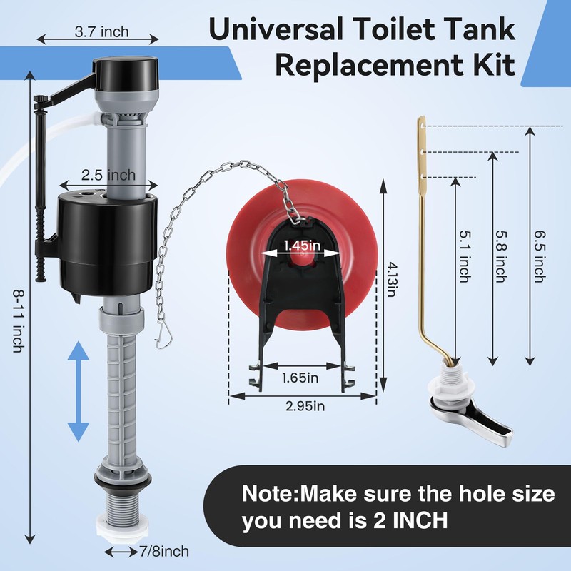 Saillong 2 Set Universal Toilet Tank Replacement Kit, Include Toilet