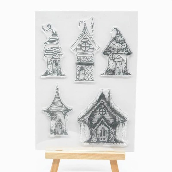 Lily Craft Linda Craft 1pc Magic Elf House Room Mushroom Merry Christmas Clear Stamps for Card Making Decoration and DIY Scrapbooking