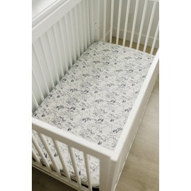 Summit Muslin Crib Sheet by Mebie Baby, Soft and Breathable Bed Sheets for Babies, Modern Neutral Bedding for Cribs, Standard Crib Mattress Fitted Sheet, Great for Boy or Girl Room or Nursery