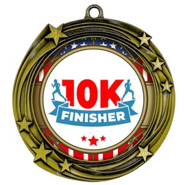 All Quality 10K Finisher Swirling Stars Design Medal - (1 Pack)
