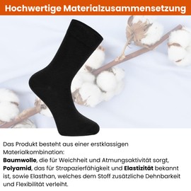 10 Pairs of Men's Women's Long Sports Work Socks in Size 43-46/47-49 for Men, 35-38/39-42 Breathable, black