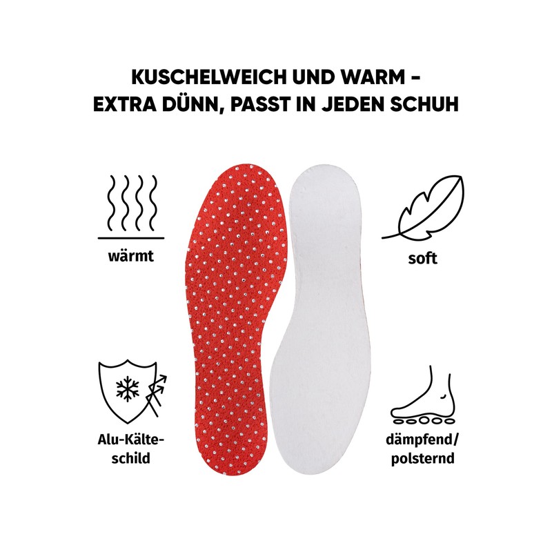 Bama 201750-999-44"Thermo Thin Fit Insole, White/Red, Size 44