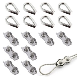 Wire Rope Clamp M3, Rope Clamps 3 mm, 8 Pieces Wire Rope Thimbles, Stainless Steel Wire Rope Clip, Rope Thimble, Steep Rope Clamp, Steel Cable Clamp, Thimble Stainless Steel, M3 Duplex Clamp