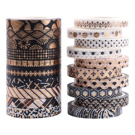 20 Rolls Washi Tape Set Decorative Gold Stamping Masking Tapes Craft Supplies for DIY Bullet or Journal Accessories,Scrapbook Accessories, Scrapbooking Supplies and Gift Wrapping Decoration,7mm x 5M
