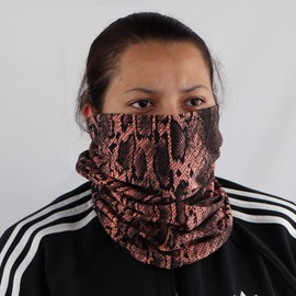 Cotton Neck Gaiter Bandana Tube Scarf Made in America - Peach Snakeskin
