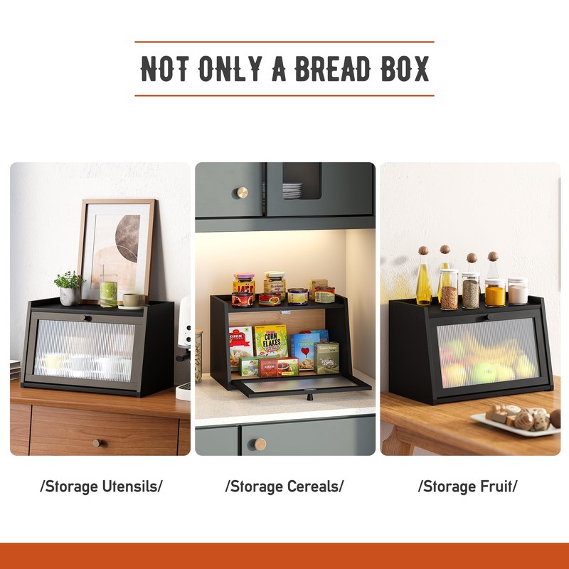 GHWIE Large Bread Box, Easy Access & Cleaning - Bamboo
