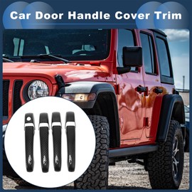 INFINAUTO Car Door Handle Cover Trim,Side Door Handle Cover for Jeep Grand Cherokee Patriot Compass 2007-2013 ABS Carbon Fiber Pattern Black,1 Set