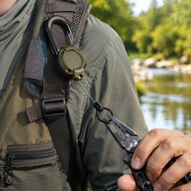 Heavy-Duty Retractable Keychain Carabiner with 23.62-Inch Steel Wire Reel