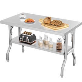 YITAHOME 48" X 24" Stainless Steel Folding Table, NSF Folding Prep Table with Undershelf, Foldable Stainless Steel Table for Home Kitchen Restaurant Garage Warehouse Patio