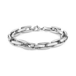 HZMAN Silver Bracelet for Men Stainless Steel Chunky PaperClip Chain Bracelets Men's Link Bracelet Jewelry Gift (Silver)