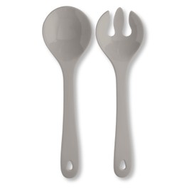Spoddy Plastic Salad Servers (31 cm Large, Two-Piece, Light Grey) - Plastic Salad Cutlery with Salad Spoon and Salad Fork for Serving (Machine Washable and Heat Resistant up to 100 °C)