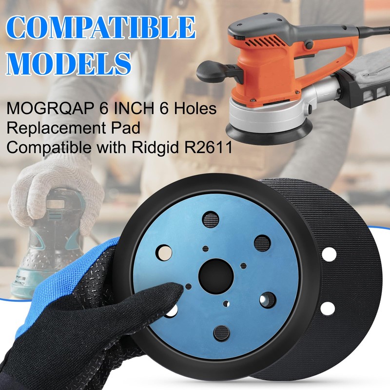 MOGRQAP 6 Inch Sanding Disc Random Orbital Sander, 6 Hole