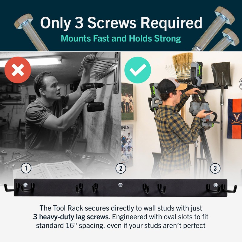 StoreYourBoard Wall-Mounted Rack With 4 Garage Hooks – Heavy-Duty Steel