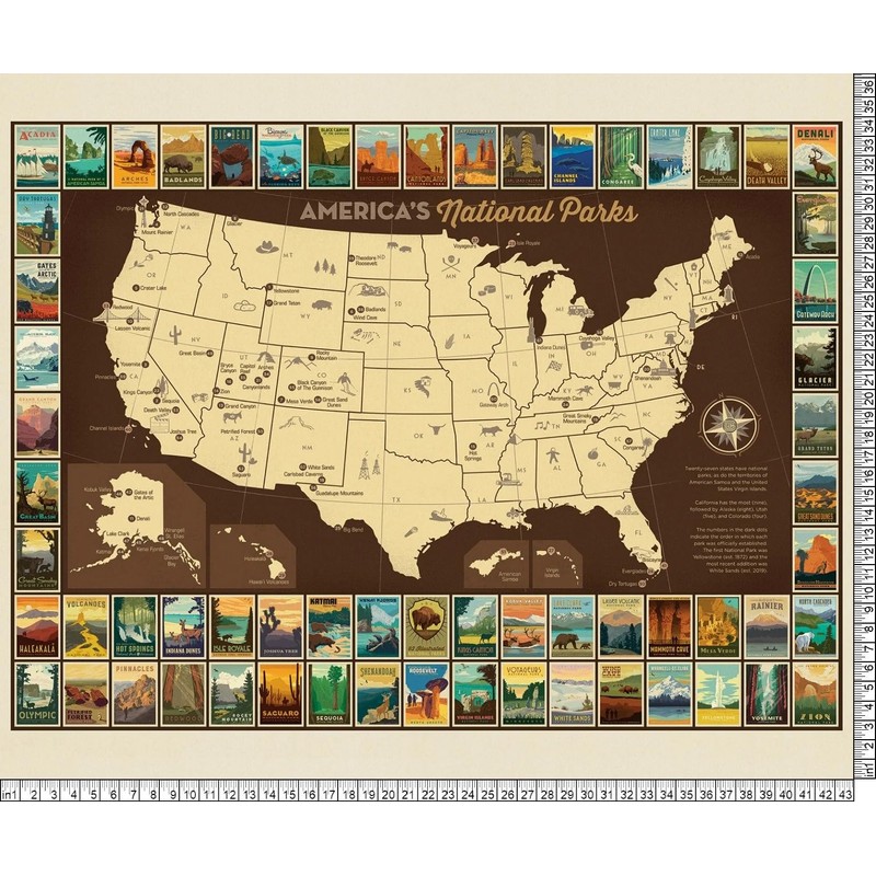 National Parks Poster Fabric Panel - 36"x44"