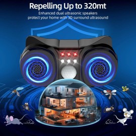 JahyElec Ultrasonic Rodent Repellent: Plug-in, 3 Modes, 6 LED Flashing Lights (Indoor)