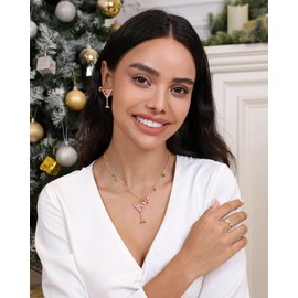 CLASSYZINT Christmas Necklace Wine Necklace Pink Pendant Necklace Merry Christmas Jewelry for Women