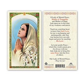 OUR LADY OF MENTAL PEACE ENGLISH HOLY CARD LAMINATED PRAYER CARDS