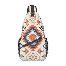 NISENASU Aztec Ethnic Pattern Design Sling Bag Crossbody Backpack,Native Southwestern American Tribal Geometric Pattern Adjustable Chest Shoulder Backpack Navajo Print Travel Daypack