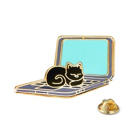 Cat Sleeping On Laptop Cute Brooch for Women Men Cartoon Animal Badges Exquisite Lapel Pins Funny Novel Jewelry Dress Hat Bag Accessories for Daughter Son Decoration Birthday Christmas Gift