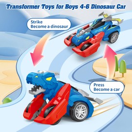 LAREMIOR Dinosaur Transformer Toys Car,Fun Collision Transformer Dinosaur Toys for Kids 3-5,Toddler Boy Toys for Age 2-4 Push and Go Cars,Educational 2 3 4 Year Old Boy Girl Toy Birthday