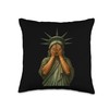Statue of Liberty Face covering in shame political Satire Throw