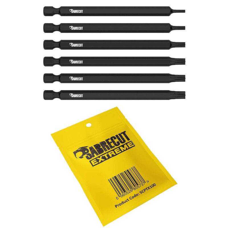 6 x SabreCut SCPTX100 Torx Screwdriver Bits T10 T15 T20