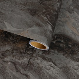 VaryFloral Brown Grey Peel and Stick Countertops Matte Textured Dark Marble Contact Paper for Kitchen Waterproof Removable Marble Wallpaper for Bathroom 11.8"x118" Marble Vinyl Wrap Counter Top Covers