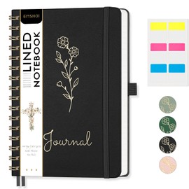 EMSHOI Lined Spiral Journal Notebook, 140 Numbered Pages, A5 (5.7" x 8.2")