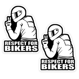2pc Respect for Bikers Car Stickers 4.33''x5.91'', Self-Adhesive Waterproof Decal, Used for Car, Laptop, Motorcycle, Van, RV, Bumper, Rear Windshiled | CZ44