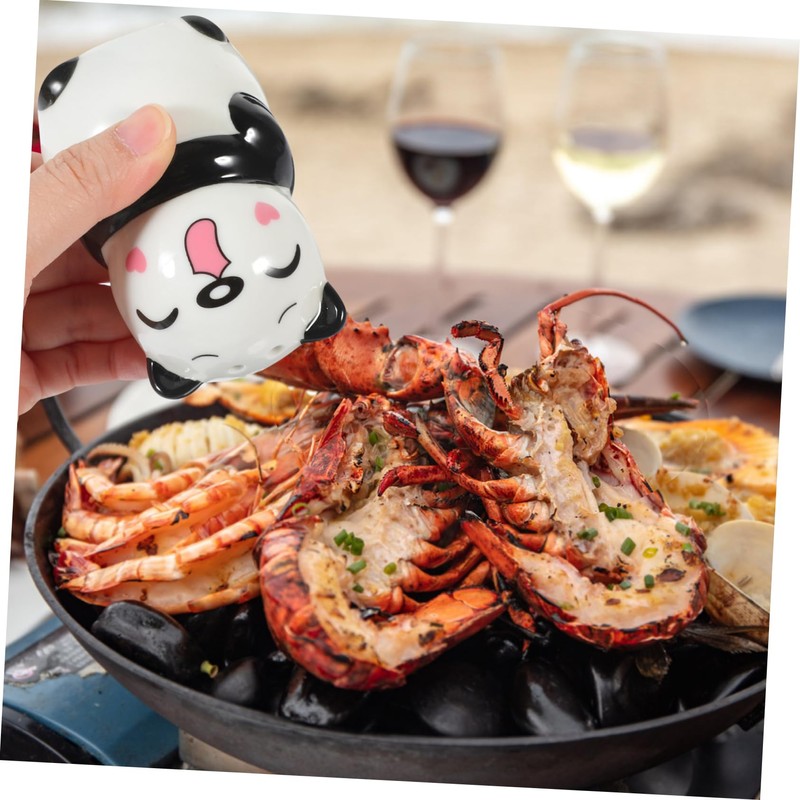 COLLBATH Panda Shape Ceramic Spice Jar Salt Pepper Dispenser Set