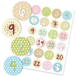 Papierdrachen 24 Advent Calendar Number Stickers – No. 25 – Stickers 4 cm – for Crafts and Decorating