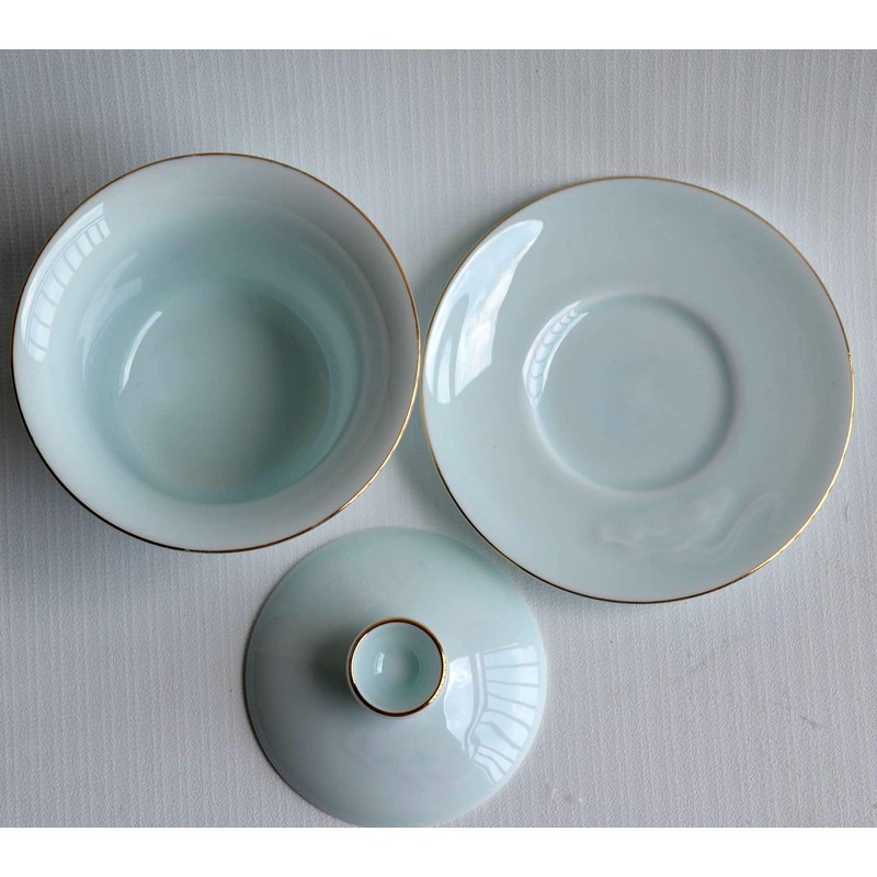 Gaiwan Chinese 6oz Sancai Terrine Tray Cup Tea Set Bowl
