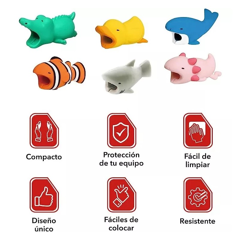Alomia 6 Protectores De Cables Usb Bite Evita Cables Trozados