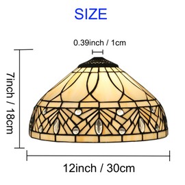 Tiffany Lamp Shade Replacement 12X7 Inch Clear Crystal Beads Stained Glass Lampshade Only with Cap Fit for Table Lamp Pendant Light Ceiling Fixture Torchiere Lamp Floor Lamp