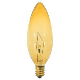 Satco S3813 25 Watt B9.5 Incandescent 120 Volt Candelabra Base Light Bulb, Transparent Amber