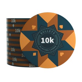 Bullets Playing Cards - Paulie Deluxe Ceramic Poker Chips - Durable & Versatile Casino-Quality Design for Professional Poker, Tournaments, & Home Games - Set of 25 with Value 10K - Brown