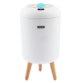 Huaqinglian Automatic Motion Senor White Trash can with lid, Touchless Garbage Can Waste Basket for Bathroom,Kitchen,Bedroom,Living Room 3Gallon