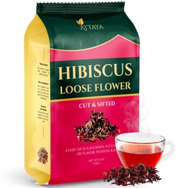 Attaya Natural Hibiscus Loose Flowers, Cut & Sifted 4oz | 100% Pure, Dried, Caffeine-Free | Antioxidant-Rich for Wellness & Relaxation.
