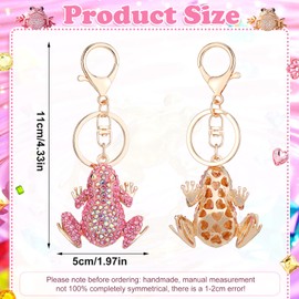 Neptniopllab Frog Keychain,Cute Rhinestone Frog Gift Kawaii Keychain for Women Purse Bag Charms Funny Frog Decor Men Car Key (Pink)
