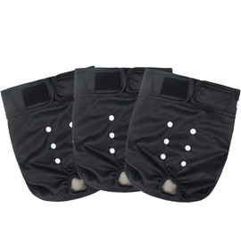 Grecle Washable Female Dog Diapers - Premium Reusable Diapers for Doggie in Heat - Highly Absorbent Dog Diapers Female for Pet Incontinence with Adjustable Snaps(Black, S)